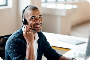 A friendly man answering a call