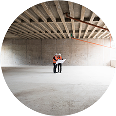 Two architects in an empty building