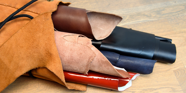 A bag of leather samples