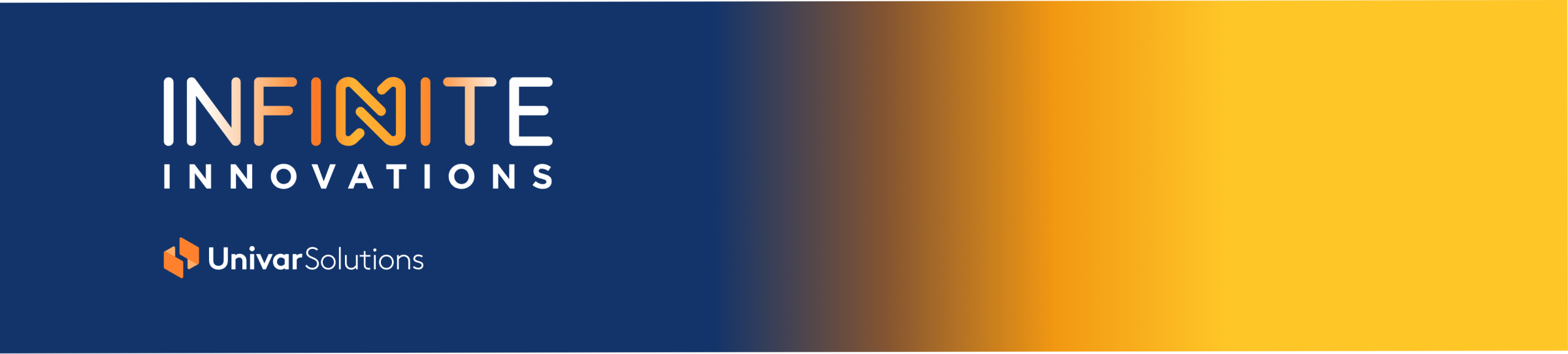 Blue to yellow gradient banner with the text "Infinite Innovations" above the Univar Solutions logo