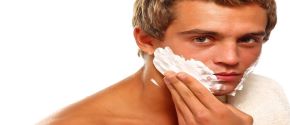 Man rubbing on shaving cream